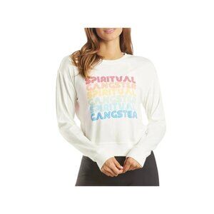 SPIRITUAL GANGSTER Savasana Crewneck Sweatshirt Sz M White Multicolor Blend